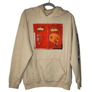 Jean-Michel Basquiat Painting Beige Hoodie Pullover Mens M Red Kings Art to Wear